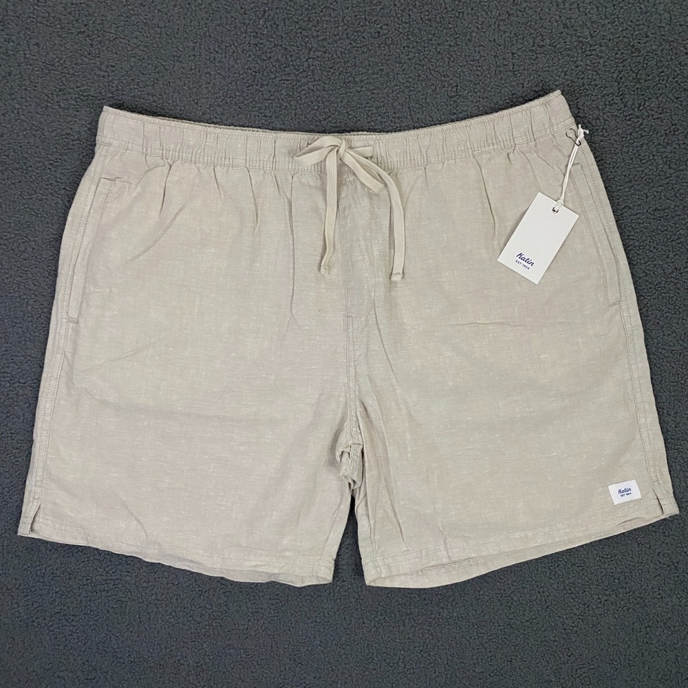 Katin Isaiah Local Short Mens 2XL Cotton Linen Blend Drawstring Light Gray NWT